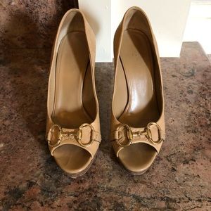 Gucci Guccissima Leather GG Logo Horsebit Peeptoe